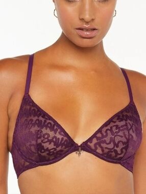 Sz 36DD Late Night Purple Rihanna Savage X Fenty Tagged By Savage Lace Bra Demi